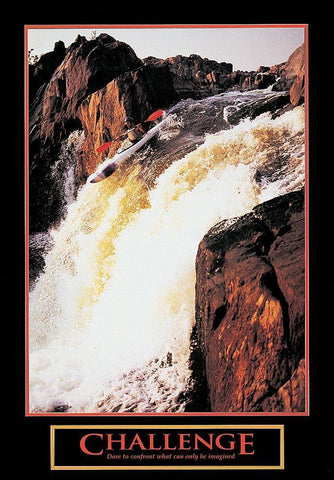 Kayak - Challenge White Modern Wood Framed Art Print with Double Matting by Unknown