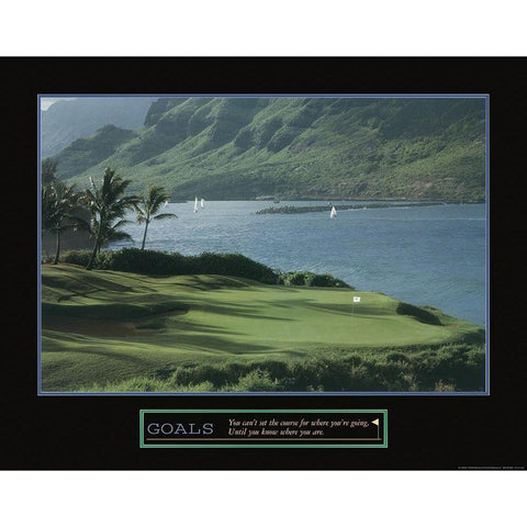 Goals - Golf by the Sea Gold Ornate Wood Framed Art Print with Double Matting by Unknown