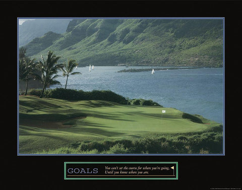 Goals - Golf by the Sea Black Ornate Wood Framed Art Print with Double Matting by Unknown