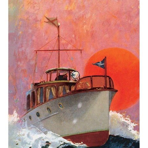 Motor Boating I Black Modern Wood Framed Art Print with Double Matting by Unknown