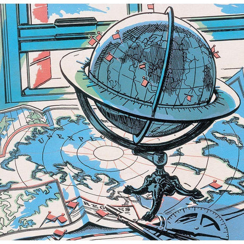 Globe Master White Modern Wood Framed Art Print by Unknown