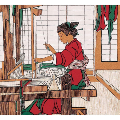 Loom in Japan Black Modern Wood Framed Art Print with Double Matting by Unknown