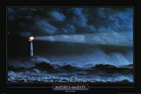 Beacon of Hope White Modern Wood Framed Art Print with Double Matting by Unknown