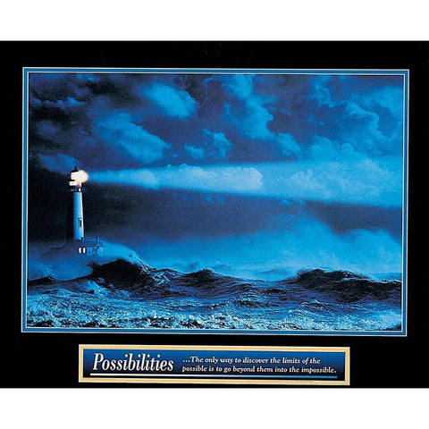 Lighthouse - Possibilities Gold Ornate Wood Framed Art Print with Double Matting by Unknown
