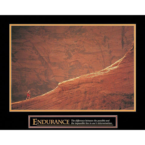 Endurance - Red Rocks Climb Black Modern Wood Framed Art Print with Double Matting by Unknown