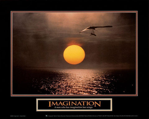Moon - Imagination White Modern Wood Framed Art Print with Double Matting by Unknown