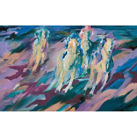 Rorse Race White Modern Wood Framed Art Print by Unknown