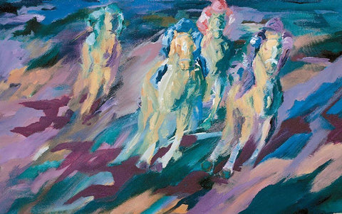 Rorse Race Black Ornate Wood Framed Art Print with Double Matting by Unknown