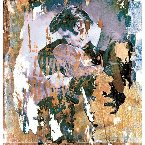 Elvis Kiss White Modern Wood Framed Art Print by Unknown