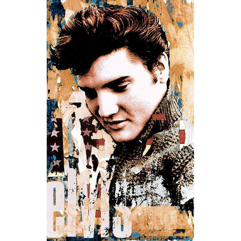 Elvis Slick Gold Ornate Wood Framed Art Print with Double Matting by Unknown