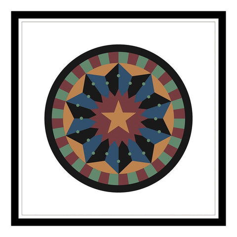 Hex Star Black Ornate Wood Framed Art Print with Double Matting by Unknown