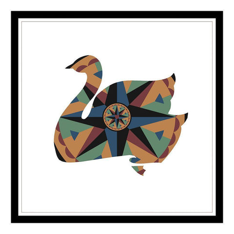 Hex Swan Black Modern Wood Framed Art Print with Double Matting by Unknown