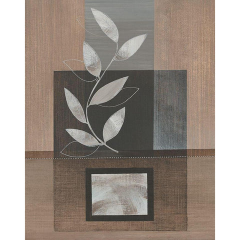 Metallic Leaves I Black Modern Wood Framed Art Print with Double Matting by Jugeat