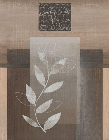 Metallic Leaves II Black Ornate Wood Framed Art Print with Double Matting by Jugeat