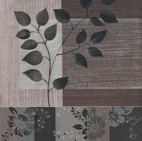 Metallic Leaves III Black Ornate Wood Framed Art Print with Double Matting by Jugeat
