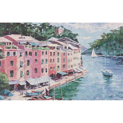 Pink Houses I Black Modern Wood Framed Art Print with Double Matting by Unknown