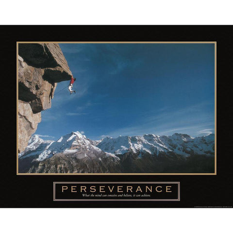 Perseverance - Cliffhanger White Modern Wood Framed Art Print by Frontline