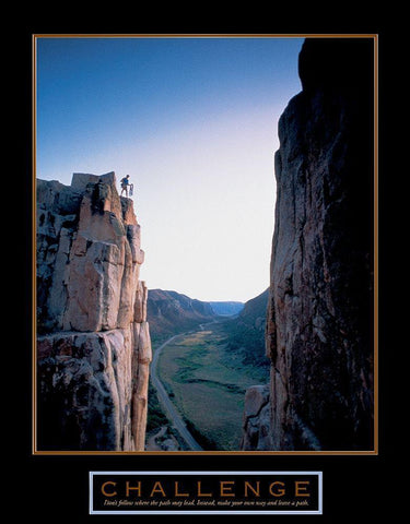 Climber - Challenge White Modern Wood Framed Art Print with Double Matting by Unknown