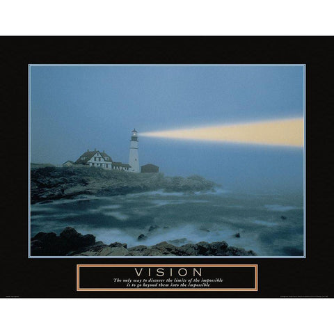 Vision - Lighthouse Black Modern Wood Framed Art Print with Double Matting by Frontline