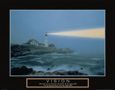 Vision - Lighthouse Black Ornate Wood Framed Art Print with Double Matting by Frontline