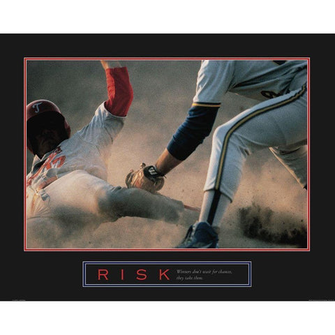 Risk - Baseball Gold Ornate Wood Framed Art Print with Double Matting by Frontline