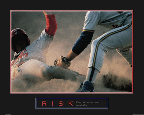 Risk - Baseball White Modern Wood Framed Art Print with Double Matting by Frontline