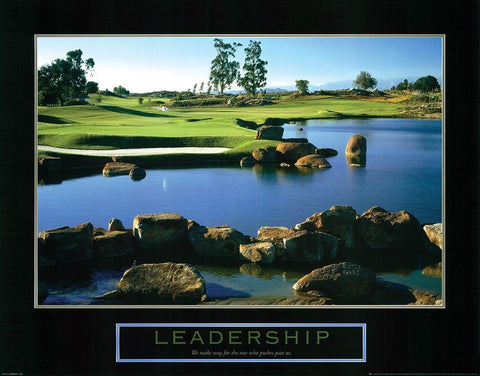 Leadership - Golf Black Ornate Wood Framed Art Print with Double Matting by Frontline