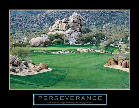 Golf - Perseverance Black Ornate Wood Framed Art Print with Double Matting by Unknown