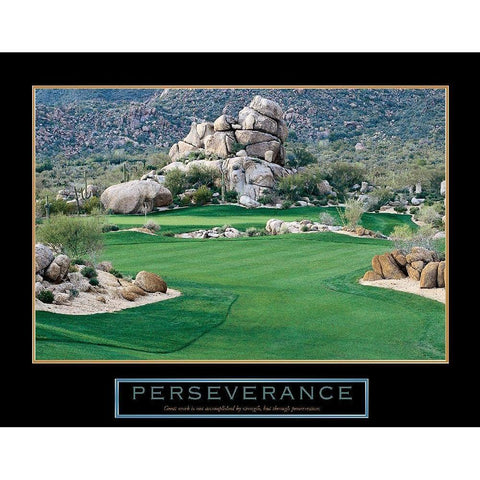 Golf - Perseverance Gold Ornate Wood Framed Art Print with Double Matting by Unknown