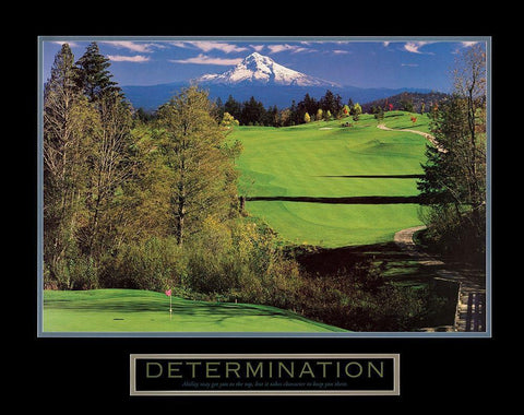 Determination - Golf Black Ornate Wood Framed Art Print with Double Matting by Frontline