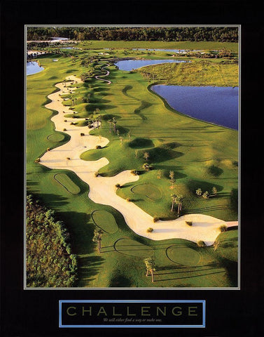 Challenge - Golf Trap White Modern Wood Framed Art Print with Double Matting by Unknown