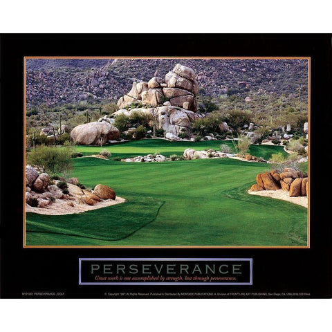 Golf - Perseverance Black Modern Wood Framed Art Print with Double Matting by Unknown