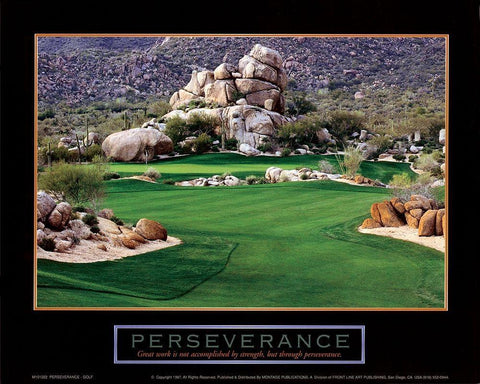 Golf - Perseverance Black Ornate Wood Framed Art Print with Double Matting by Unknown