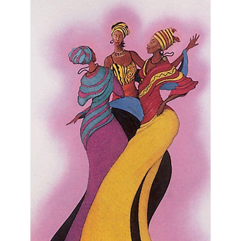 Three Sisters Black Modern Wood Framed Art Print by Unknown