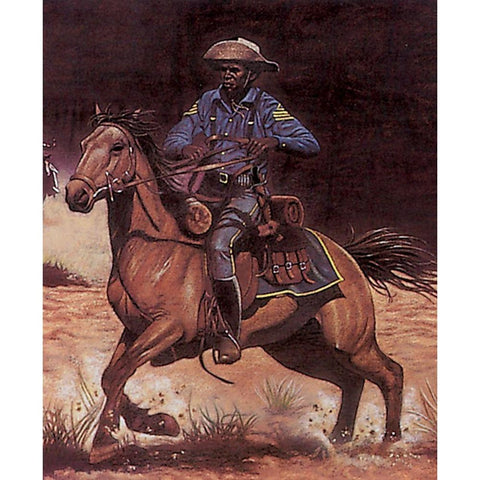 Buffalo Soldier Black Modern Wood Framed Art Print with Double Matting by Unknown