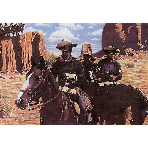 Buffalo Soldiers White Modern Wood Framed Art Print by Unknown