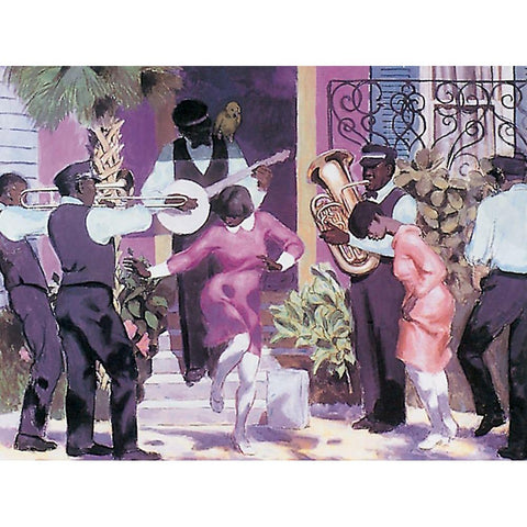 Dancin in the Street White Modern Wood Framed Art Print by Unknown