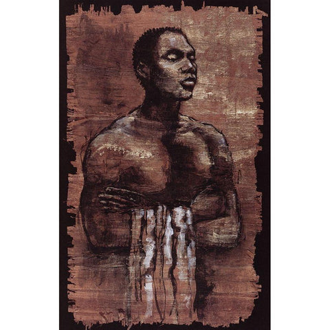 Man and Towel White Modern Wood Framed Art Print by Unknown