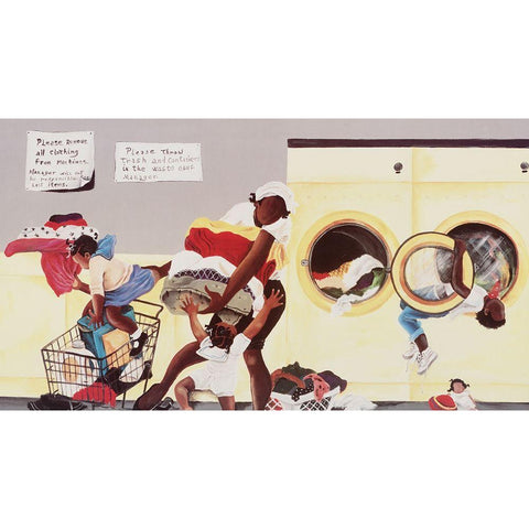 Laundry Day Black Modern Wood Framed Art Print with Double Matting by Unknown