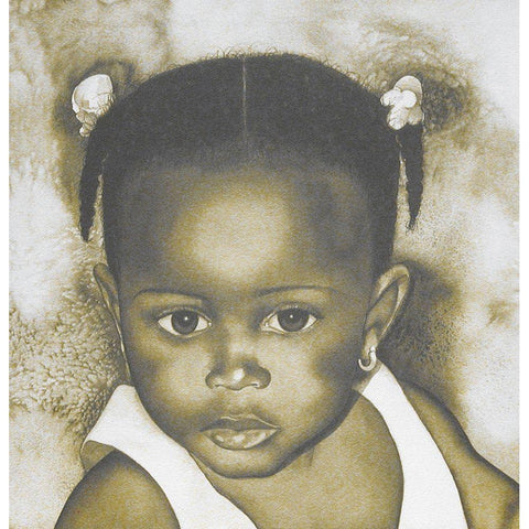 Pigtails Gold Ornate Wood Framed Art Print with Double Matting by Unknown