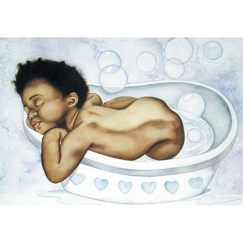 In the Tub Black Modern Wood Framed Art Print with Double Matting by Unknown