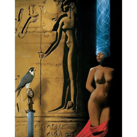 Cleopatra Black Modern Wood Framed Art Print with Double Matting by Unknown