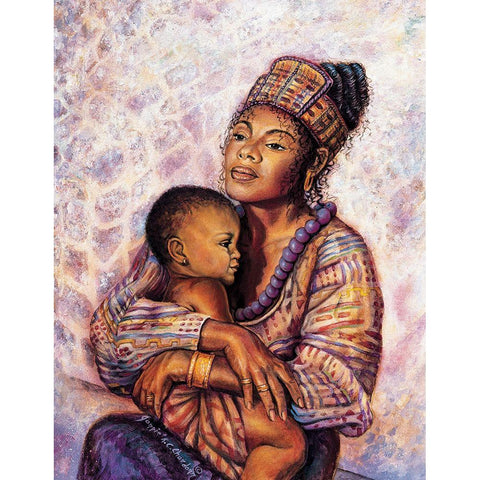 Mother and Child Black Modern Wood Framed Art Print with Double Matting by Unknown