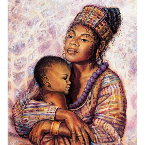 Mother and Child Black Modern Wood Framed Art Print with Double Matting by Unknown