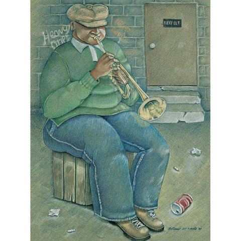 Big Boy Trumpets Black Modern Wood Framed Art Print with Double Matting by Unknown