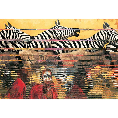 Zebras Extreme White Modern Wood Framed Art Print by Unknown