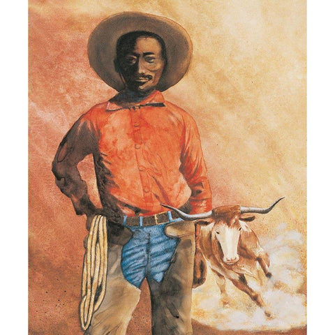 Cowboy White Modern Wood Framed Art Print by Unknown