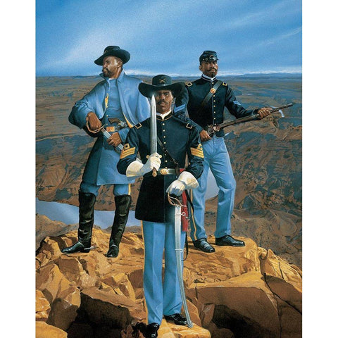 Buffalo Soldiers White Modern Wood Framed Art Print by Unknown