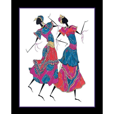 Dancin Duo White Modern Wood Framed Art Print by Unknown