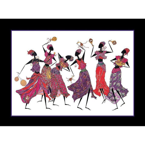 Dancin Troupe White Modern Wood Framed Art Print by Unknown